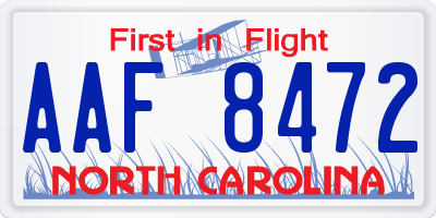 NC license plate AAF8472