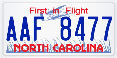 NC license plate AAF8477