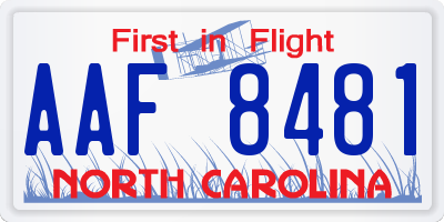 NC license plate AAF8481