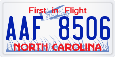 NC license plate AAF8506