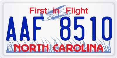 NC license plate AAF8510