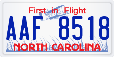 NC license plate AAF8518