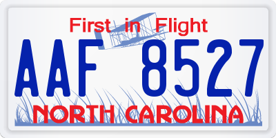NC license plate AAF8527