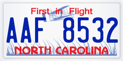 NC license plate AAF8532