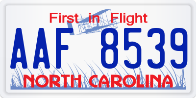 NC license plate AAF8539