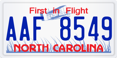 NC license plate AAF8549