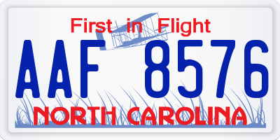 NC license plate AAF8576