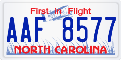 NC license plate AAF8577