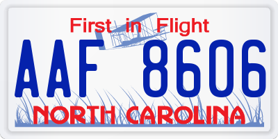 NC license plate AAF8606