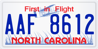 NC license plate AAF8612
