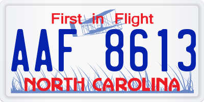 NC license plate AAF8613
