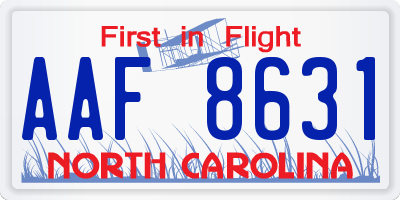 NC license plate AAF8631