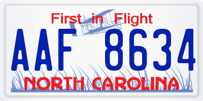 NC license plate AAF8634