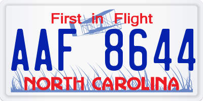 NC license plate AAF8644
