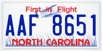 NC license plate AAF8651