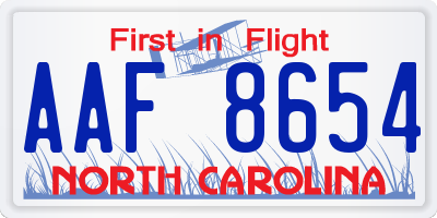 NC license plate AAF8654