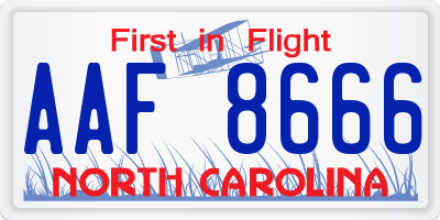NC license plate AAF8666