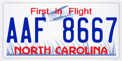 NC license plate AAF8667