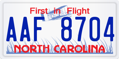 NC license plate AAF8704