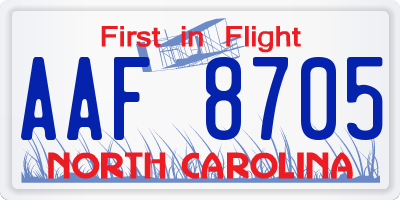 NC license plate AAF8705