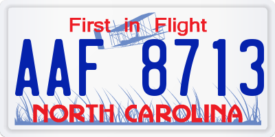 NC license plate AAF8713