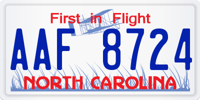 NC license plate AAF8724