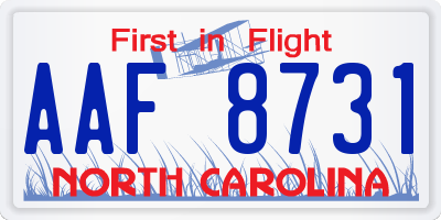 NC license plate AAF8731