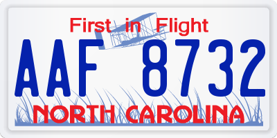 NC license plate AAF8732