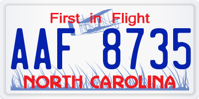 NC license plate AAF8735