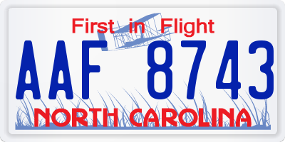 NC license plate AAF8743