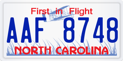 NC license plate AAF8748