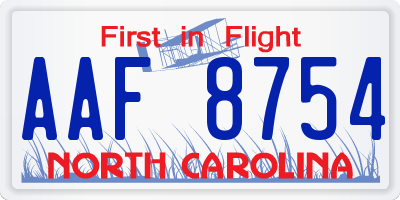 NC license plate AAF8754