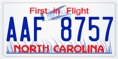 NC license plate AAF8757