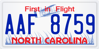 NC license plate AAF8759