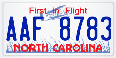 NC license plate AAF8783