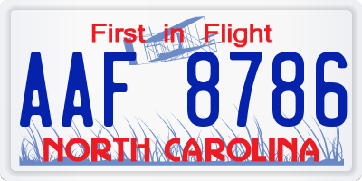 NC license plate AAF8786