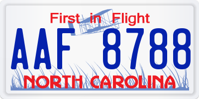NC license plate AAF8788