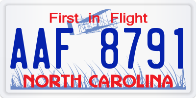 NC license plate AAF8791