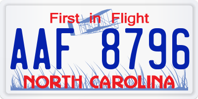 NC license plate AAF8796
