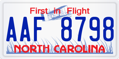 NC license plate AAF8798