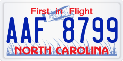 NC license plate AAF8799
