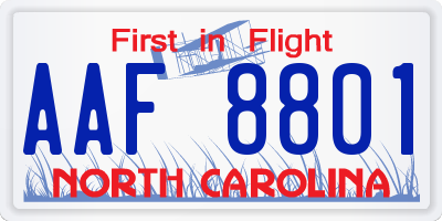 NC license plate AAF8801
