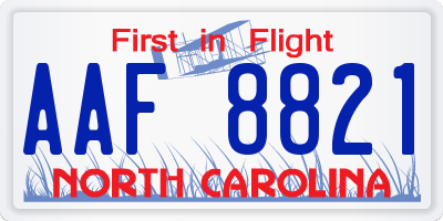 NC license plate AAF8821