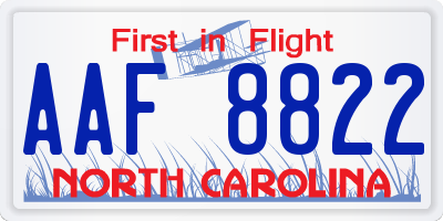 NC license plate AAF8822