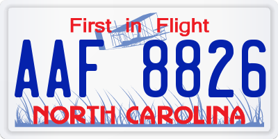 NC license plate AAF8826