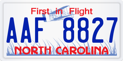 NC license plate AAF8827