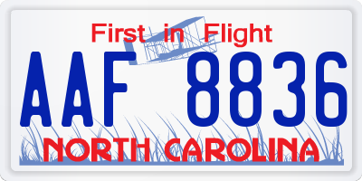 NC license plate AAF8836