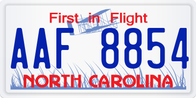 NC license plate AAF8854