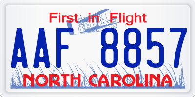NC license plate AAF8857