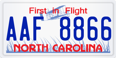 NC license plate AAF8866
